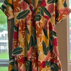 SHEIN Green and Yellow Flutter Sleeve Sundress